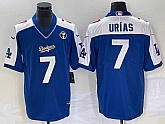 Men's Los Angeles Dodgers #7 Julio Urias Blue Vin Scully Patch Pullover Stitched Jersey,baseball caps,new era cap wholesale,wholesale hats